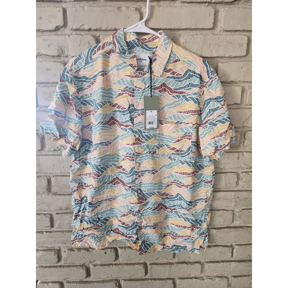 Goodfellow & Co Mens Mountain Print Short Sleeve Button Down Shirt